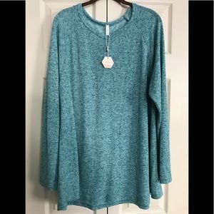 Plus size Pinkblush Turquoise long sleeve top